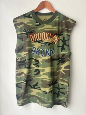 Rothco Men's Camo Tank with Orange and Blue 'Brooklyn vs Bronx' Graphic